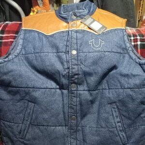 Western Denim Puffer Vest